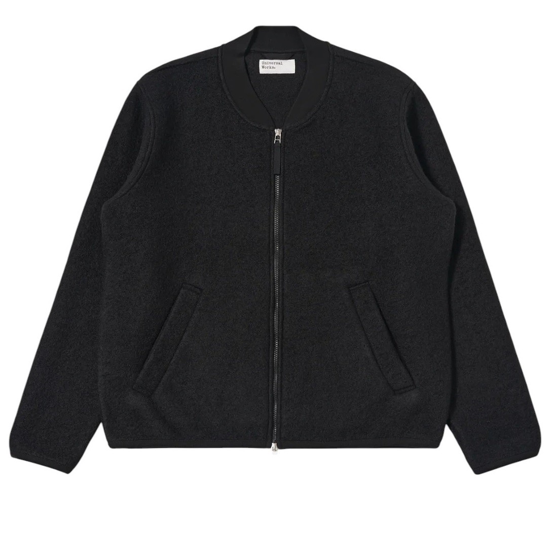 WOOL ZIP BOMBER BLACK