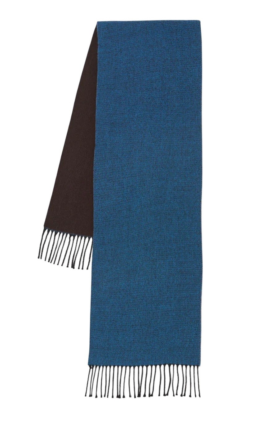 DOUBLE SIDED SCARF BLUE/BROWN