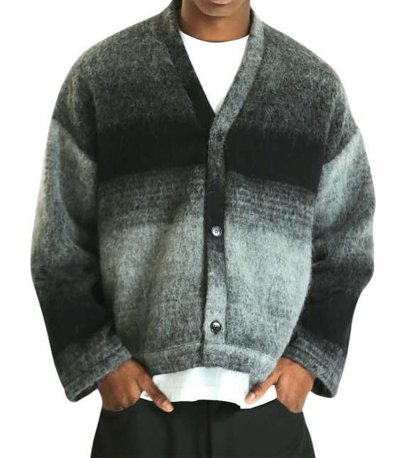 CARDIGAN MOHAIR GRIGIO/NERO
