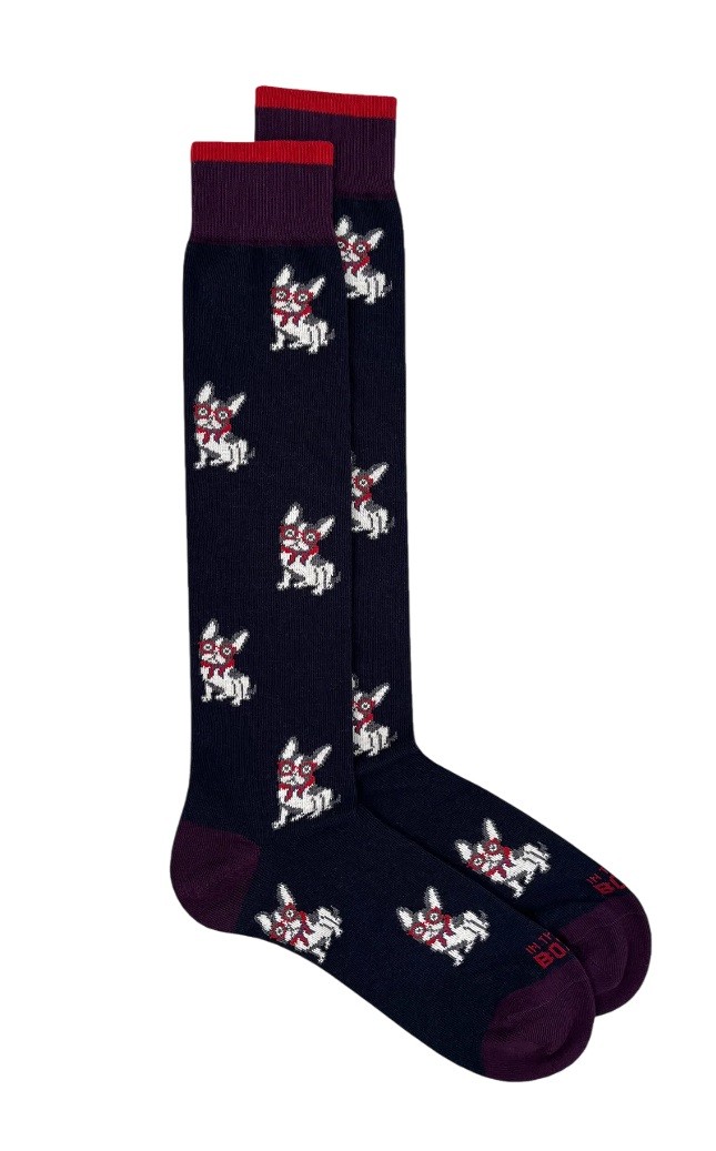 CALZE FRENCH BULLDOG BLU