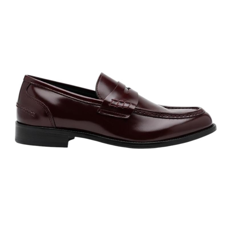 Sangue - MOCASSIN EN CUIR BROSSÉ BORDEAUX