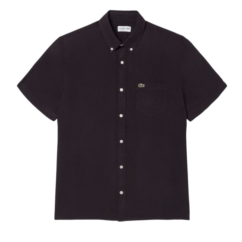 Lacoste - CAMICIA DI LINO BROWN