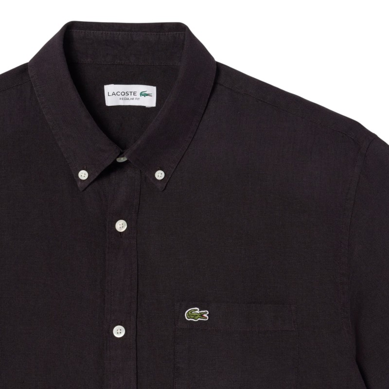 Lacoste - CAMICIA DI LINO BROWN