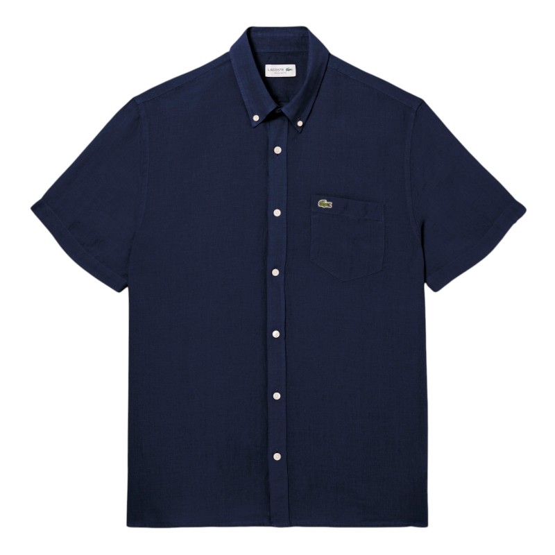 Lacoste - CAMICIA DI LINO BLUE NAVY