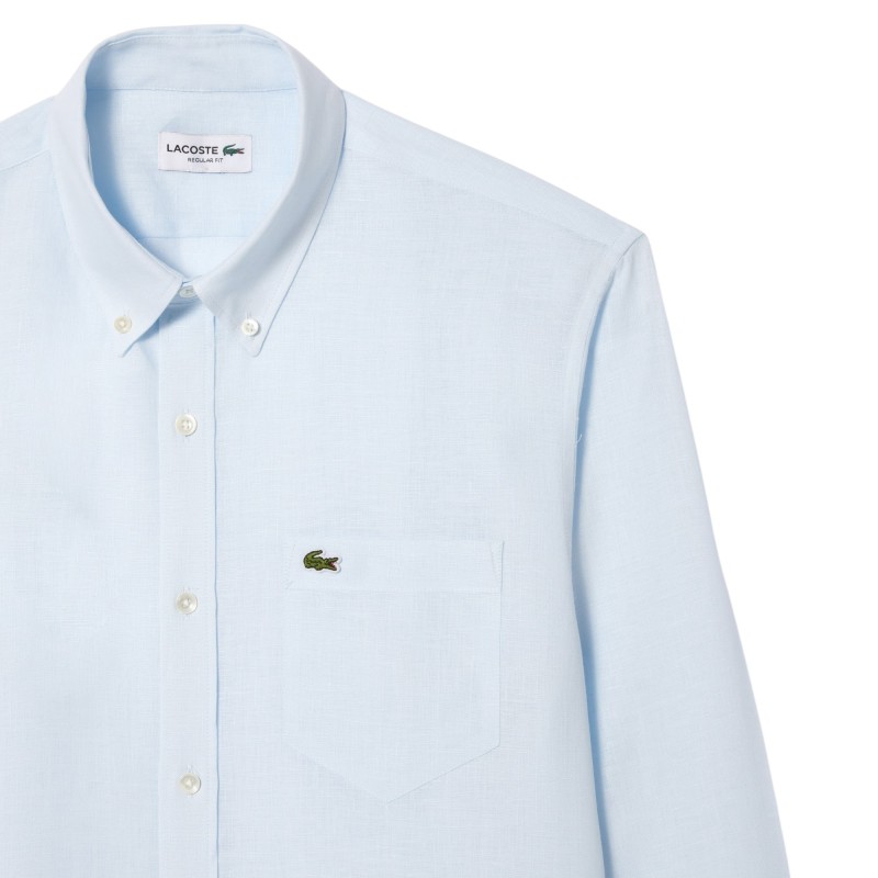 Lacoste - CAMICIA DI LINO REGULAR FIT BLUE