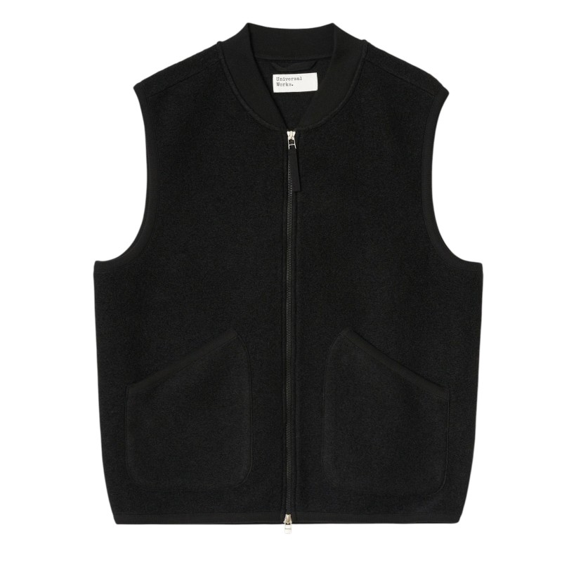 Universal Works - ZIP WAISTCOAT SCHWARZ