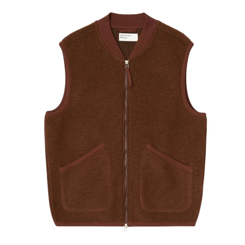 Universal Works - ZIP WAISTCOAT CACAO