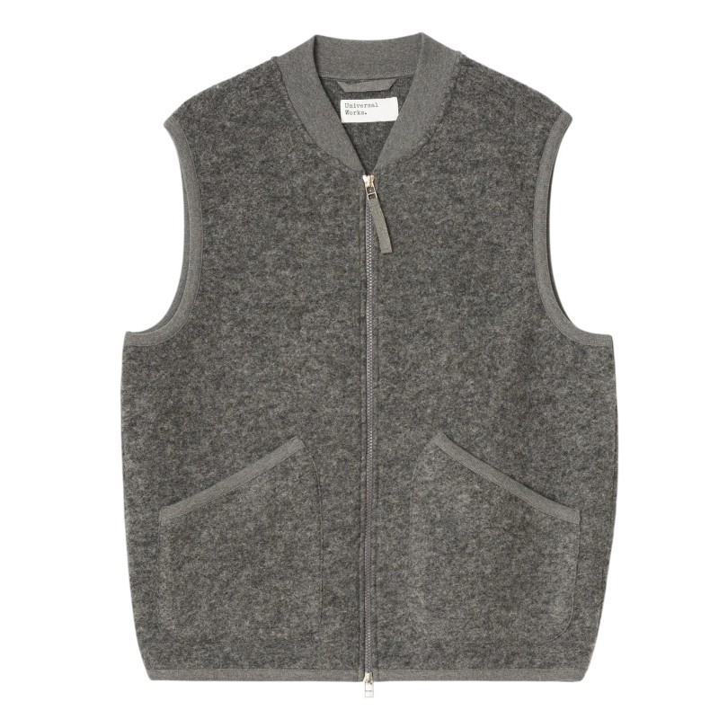 Universal Works - CHALECO ZIP GRIS