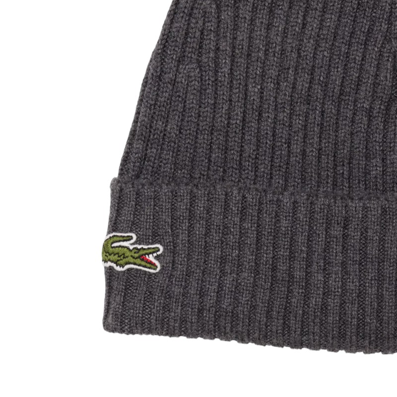 Lacoste - BONNET EN LAINE GRIS