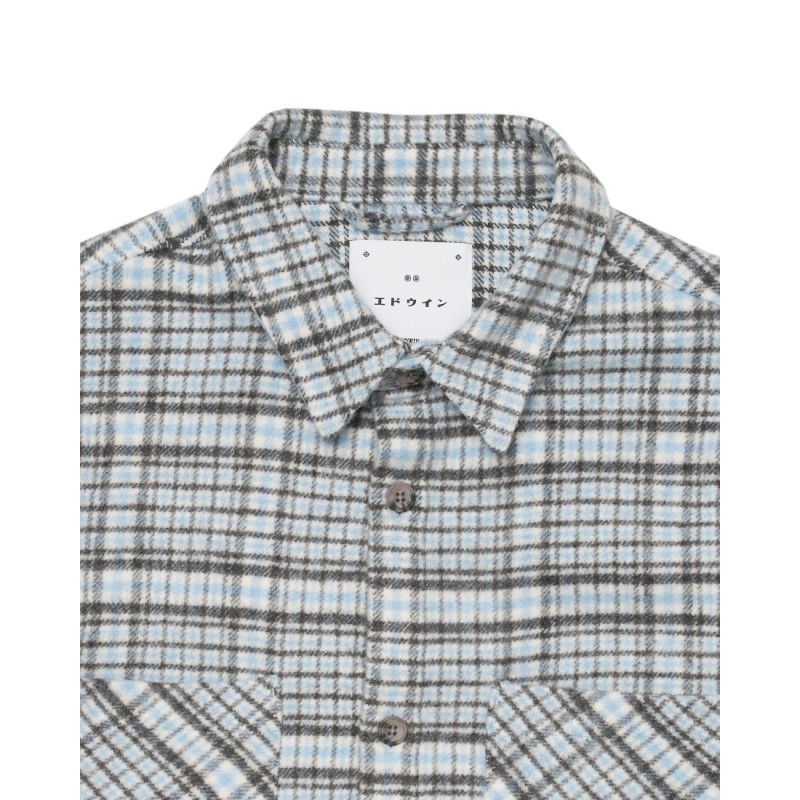 Edwin - CHEMISE MANCHES LONGUES JULIUS BLEU/GRIS