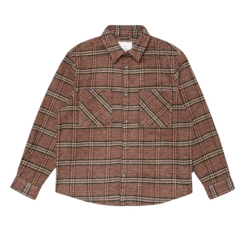 Edwin - CHEMISE MANCHES LONGUES JULIUS BORDEAUX/BLEU