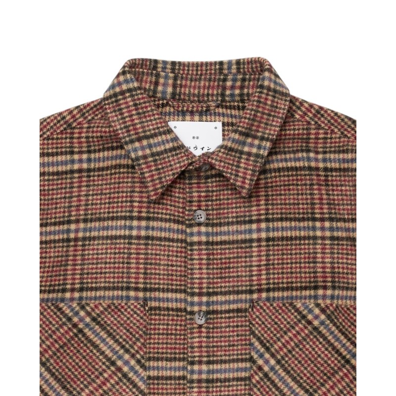 Edwin - JULIUS SHIRT LS BURGUNDY/BLUE