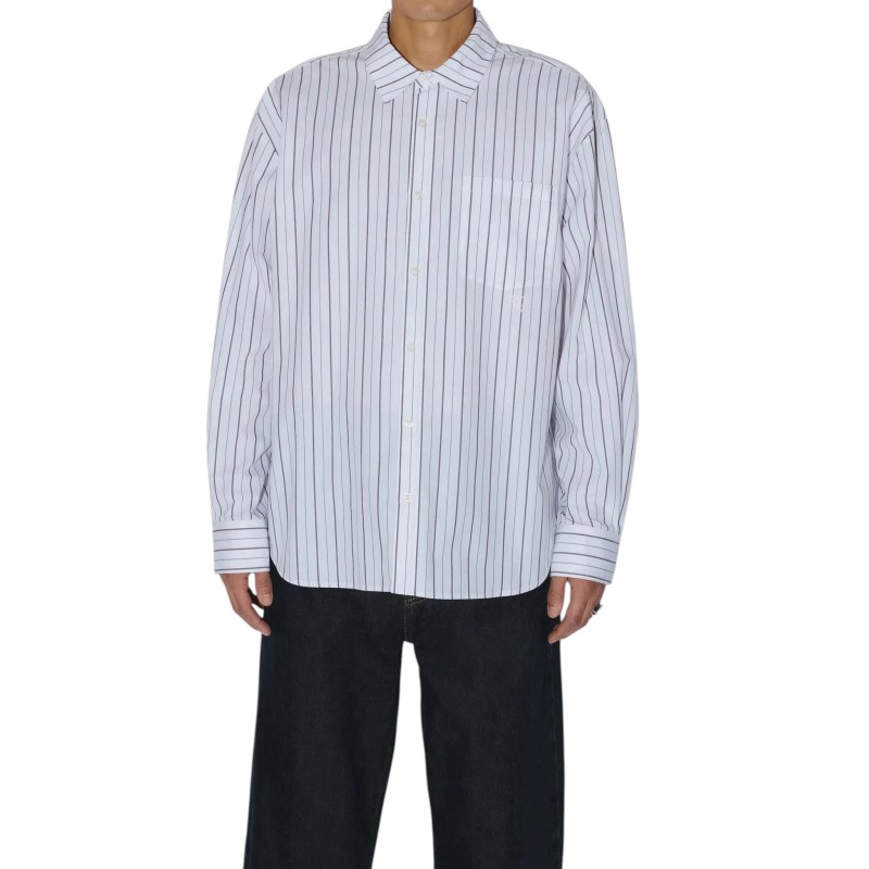 DR. DENIM - WES SHIRT ECRU TAN STRIPE