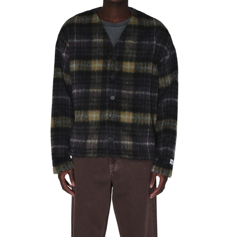 DR. DENIM - JULIAN CARDIGAN BLACK OLIVE CHECK