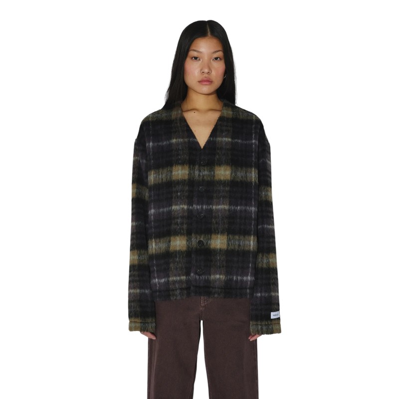 DR. DENIM - JULIAN CARDIGAN BLACK OLIVE CHECK