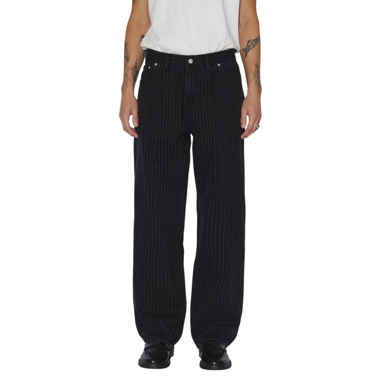 DR. DENIM - OMAR RELAXED PLEATED WASHED BLACK PINSTRIPE