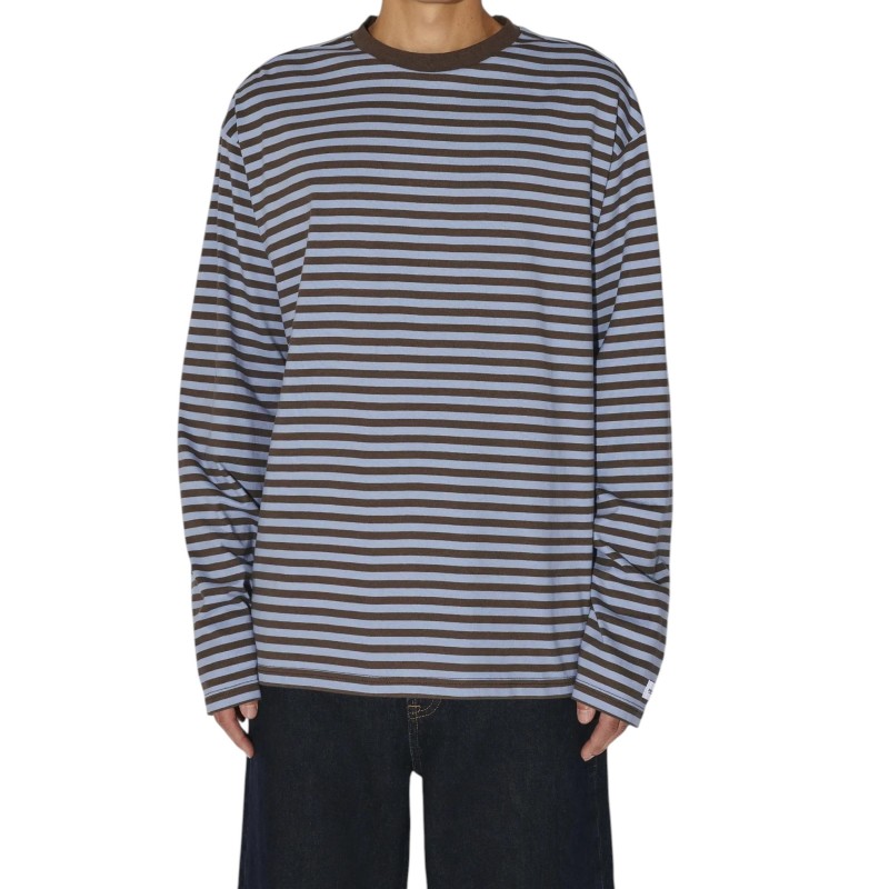 DR. DENIM - WESLEY LONGSLEEVE BROWN BLUE STRIPE