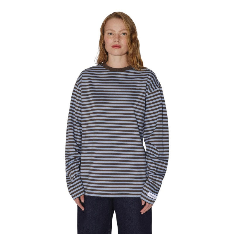 DR. DENIM - WESLEY LONGSLEEVE BROWN BLUE STRIPE