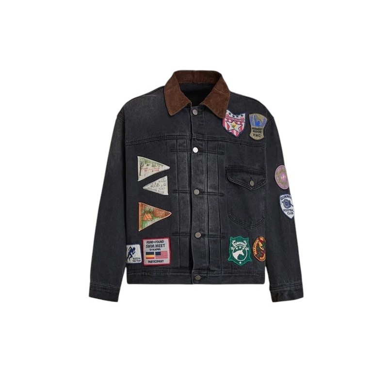 Found - DENIM PATCHWORK JACKET BLACK
