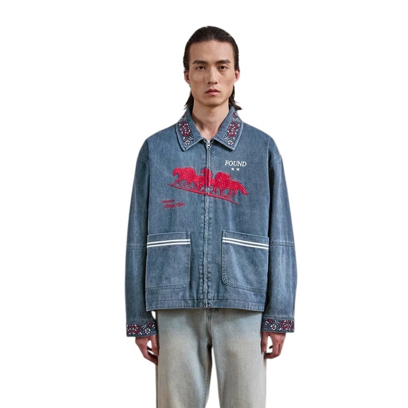 Found - JOCKEY CLUB EMBROIDERED JACKET FADED NAVY