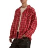 Found - RAW CUT FRINGE PLAID CAMP SHIRT RED PLAID