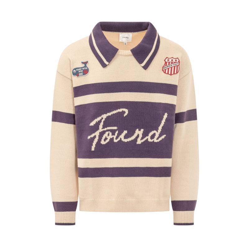 Found - KNIT JERSEY CREAM/PURPLE