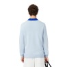 Lacoste - MAGLIONE A GIROCOLLO IN LANA CARDATA SUGARED BLUE