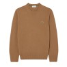 Lacoste - MAGLIONE A GIROCOLLO IN LANA CARDATA BROWN