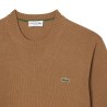 Lacoste - MAGLIONE A GIROCOLLO IN LANA CARDATA BROWN