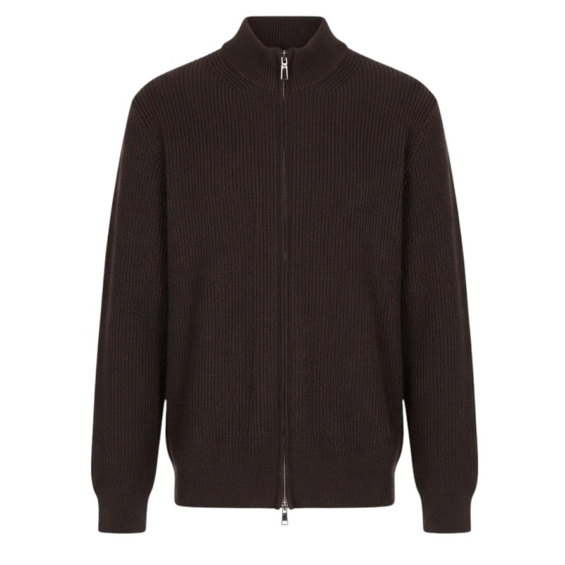 Diktat - CÁRDIGAN CREMALLERA WARM COTTON MARRÓN OSCURO