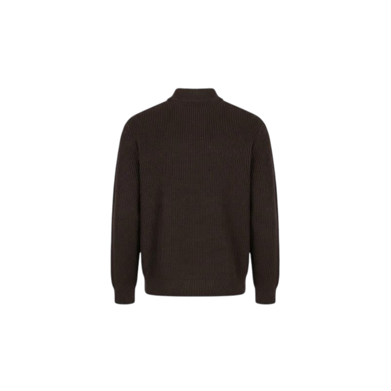 Diktat - FULL-ZIP MOCK NECK CARDIGAN WARM COTTON DARK BROWN