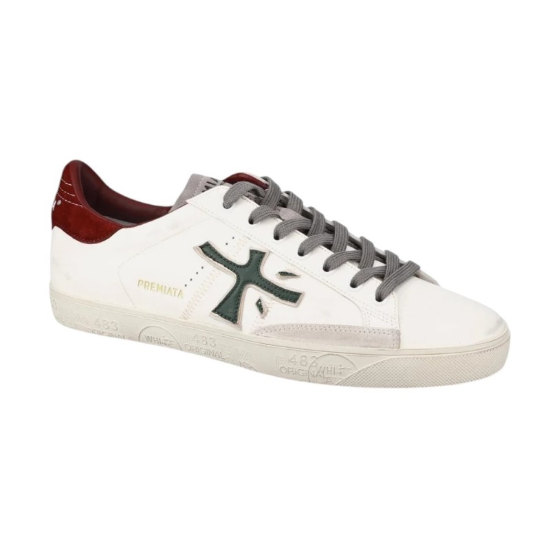 Premiata - STEVEN 7631 BLANC VERT BORDEAUX
