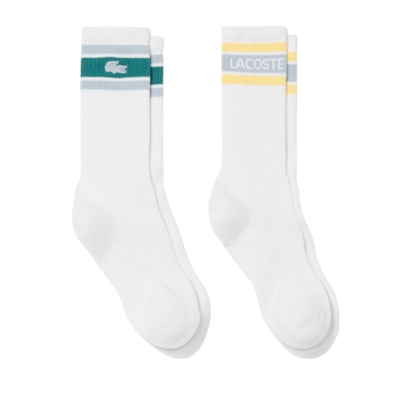 Lacoste - CALZINI A COSTE CONFEZIONE DA 2 PAIA WHITE/GREEN/GREY/YELLOW