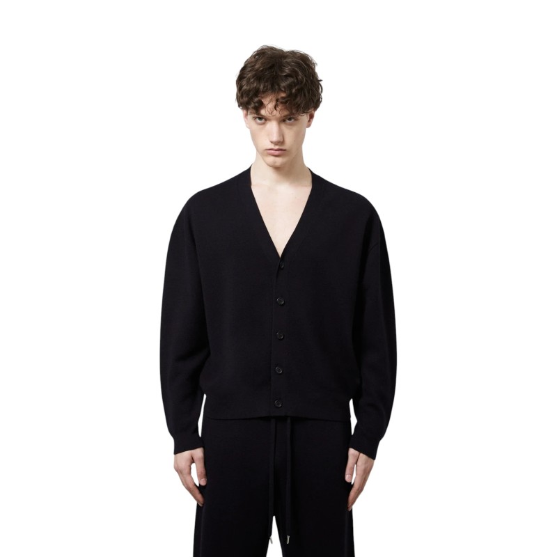 Diana Studio - CARDIGAN IN LANA MERINO EXTRAFINE PUNTO MILANO BLU NAVY