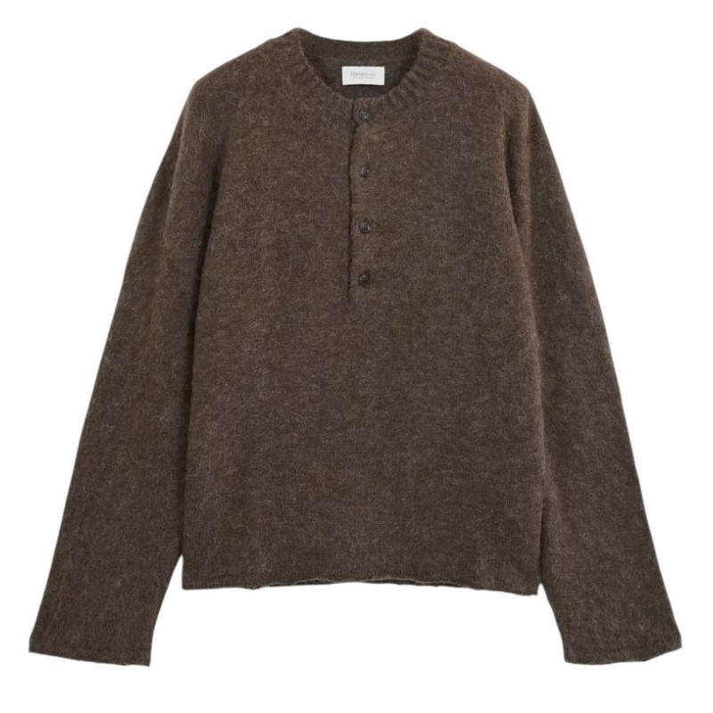 Diana Studio - SERAFINO EN ALPAGA MÉLANGÉ COUPÉ MAIN MARRON