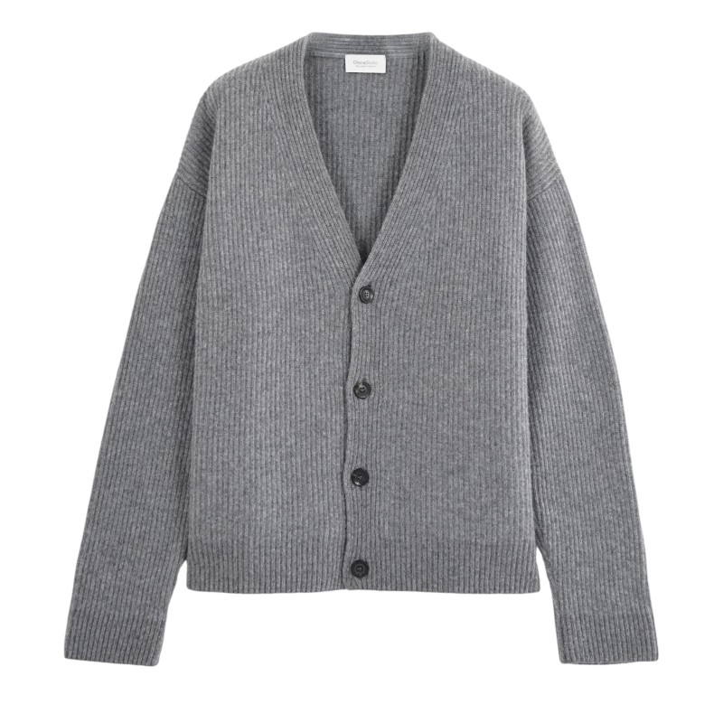 Diana Studio - CARDIGAN IN LANA A MAGLIA INGLESE GREY MELANGE