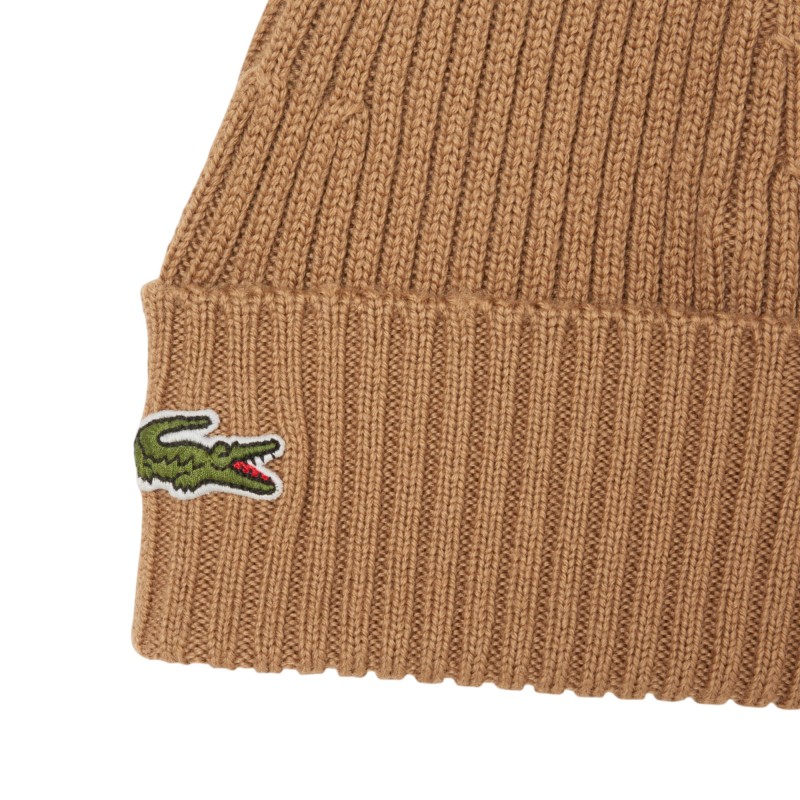 Lacoste - GERIPPTE WOLLMÜTZE BRAUN