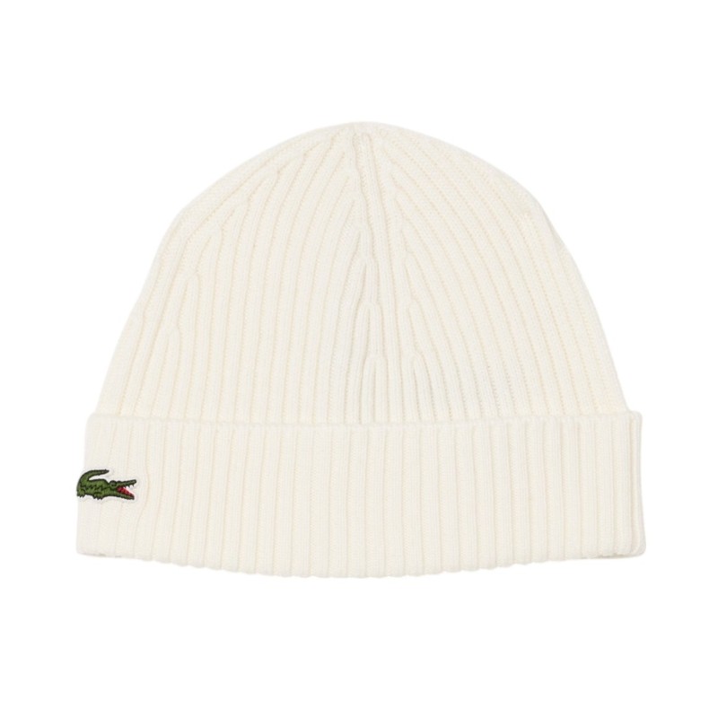 Lacoste - GERIPPTE WOLLMÜTZE WEISS