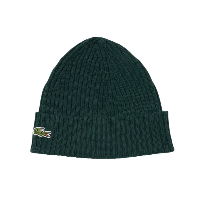 Lacoste - BONNET EN LAINE CÔTELÉ VERT SINOPLE