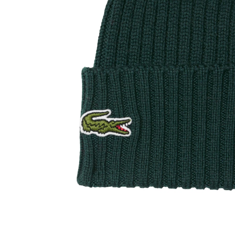 Lacoste - BERRETTO IN LANA A COSTE VERDE SINOPLE