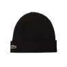 Lacoste - RIBBED WOOL BEANIE BLACK
