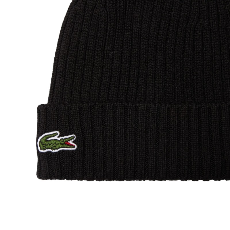 Lacoste - GERIPPTE WOLLMÜTZE SCHWARZ