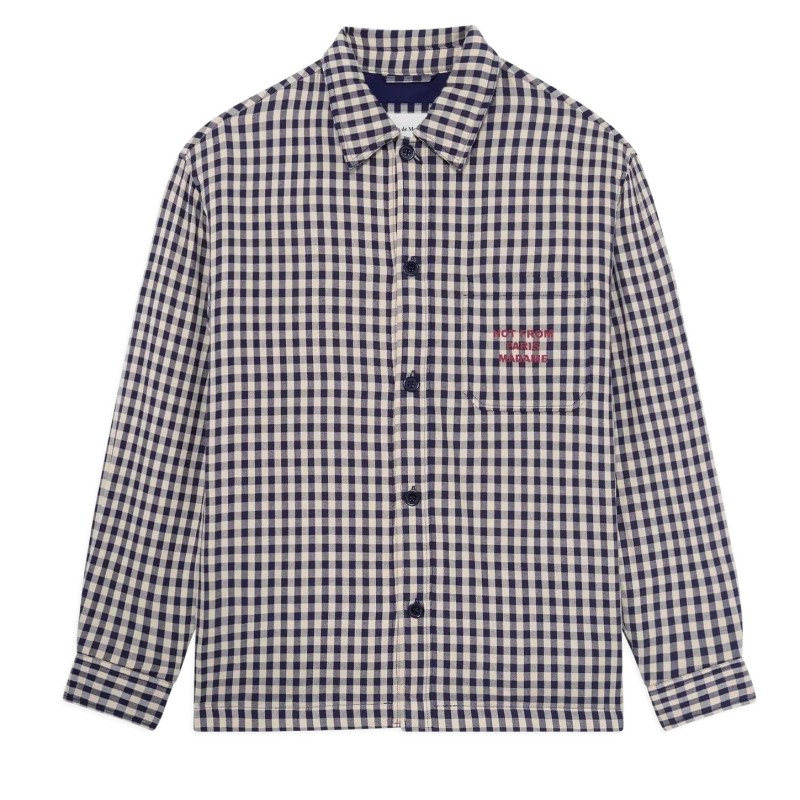 Drôle De Monsieur - SURCHEMISE À CARREAUX AVEC SLOGAN BEIGE