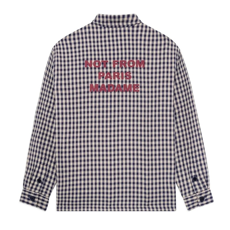 Drôle De Monsieur - CHECK OVERSHIRT WITH SLOGAN BEIGE