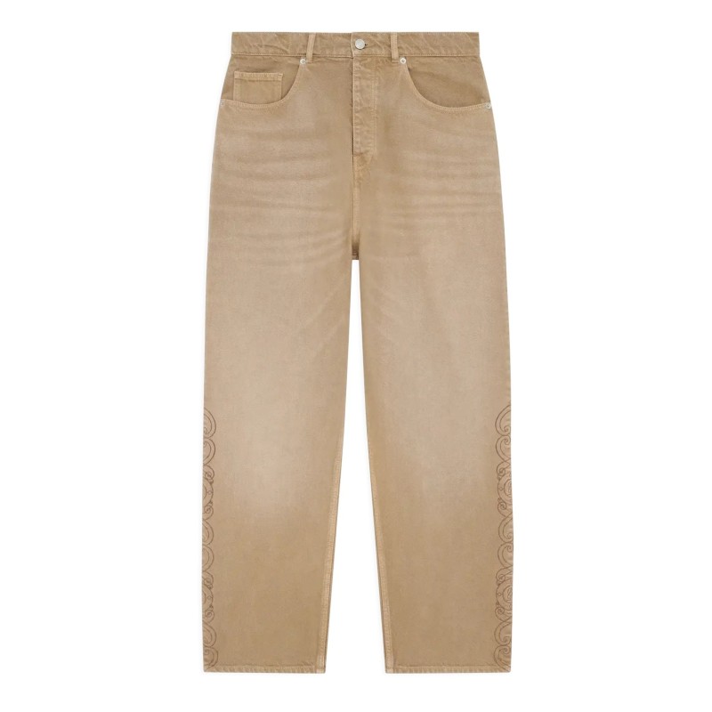 Drôle De Monsieur - HOT FIX JEANS MIT WEITEM BEIN BEIGE