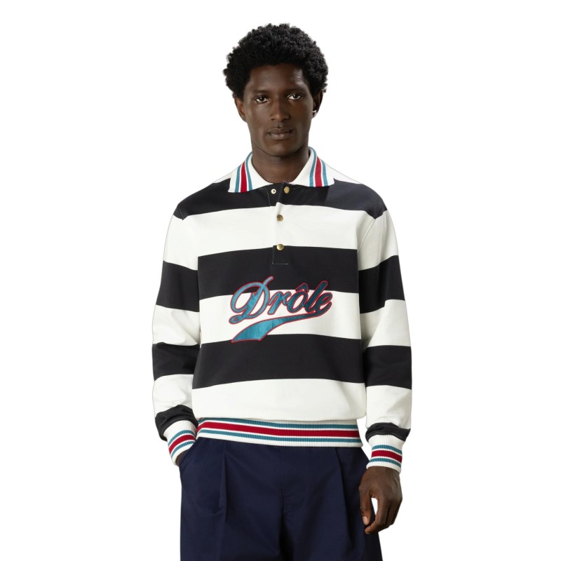 Drôle De Monsieur - DRÔLE EMBROIDERED STRIPES POLO OFF WHITE