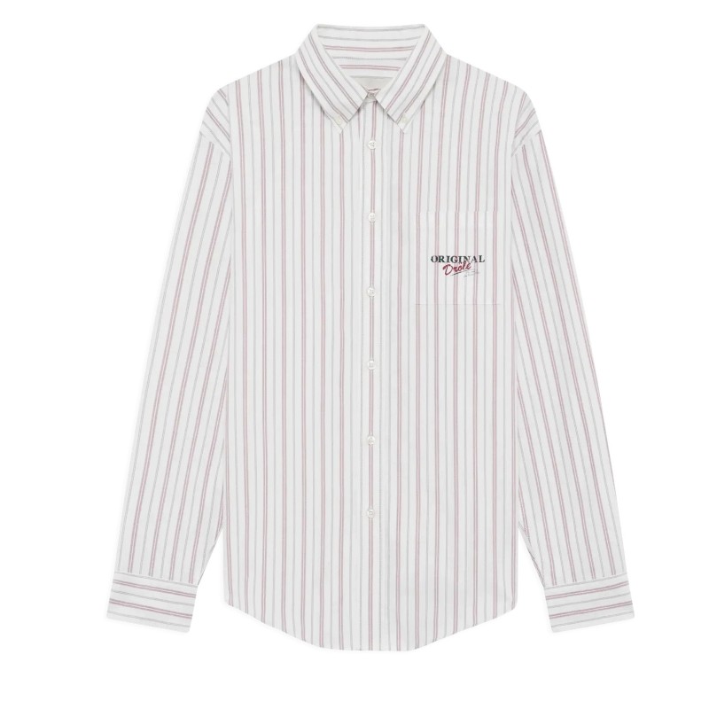 Drôle De Monsieur - LONG SLEEVE REGULAR STRIPED SHIRT BURGUNDY