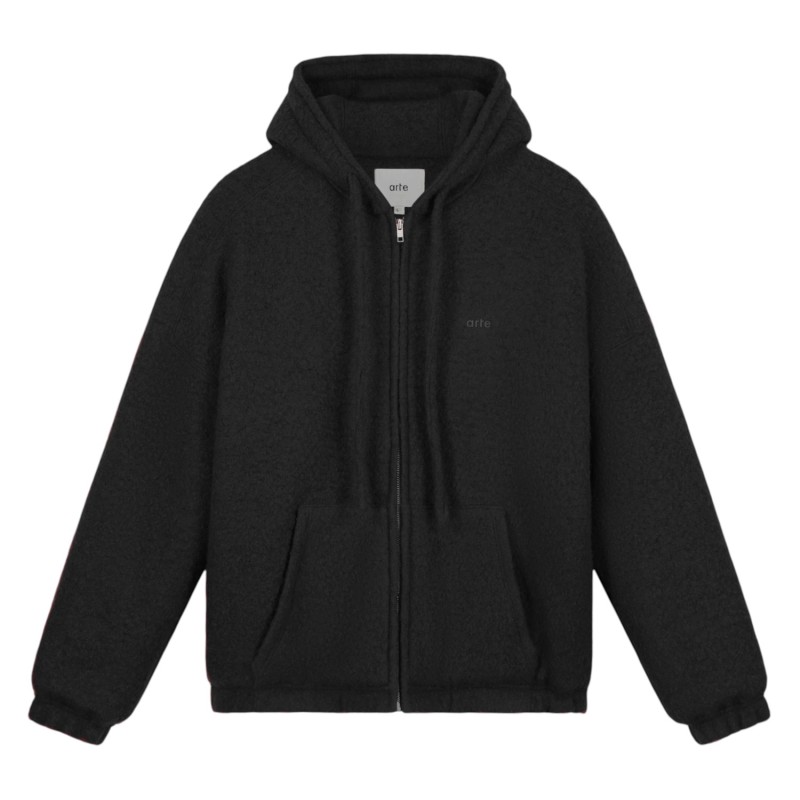 ARTE Antwerp - BOILED WOOL HOODED JACKET BLACK