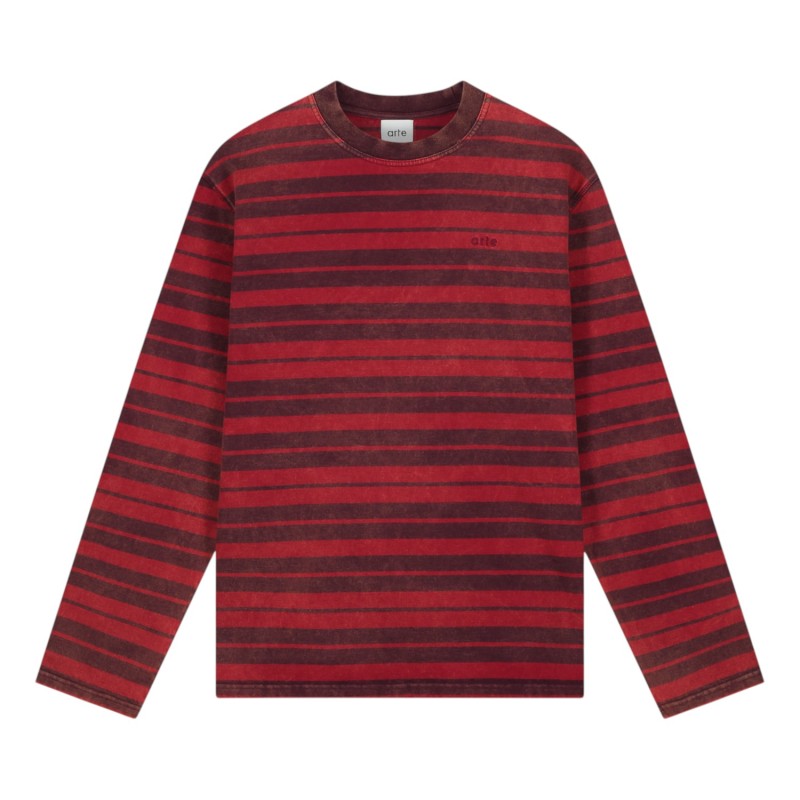 ARTE Antwerp - SUNFADE LANGARMSHIRT GESTREIFT ROT/BORDEAUX