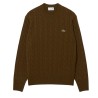Lacoste - ZOPFSTRICKPULLOVER AUS STREICHGARNWOLLE COFFEE BROWN